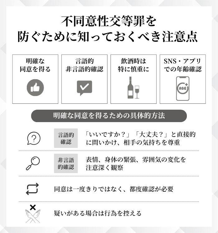 不同意性交等罪を防ぐために知っておくべき注意点 